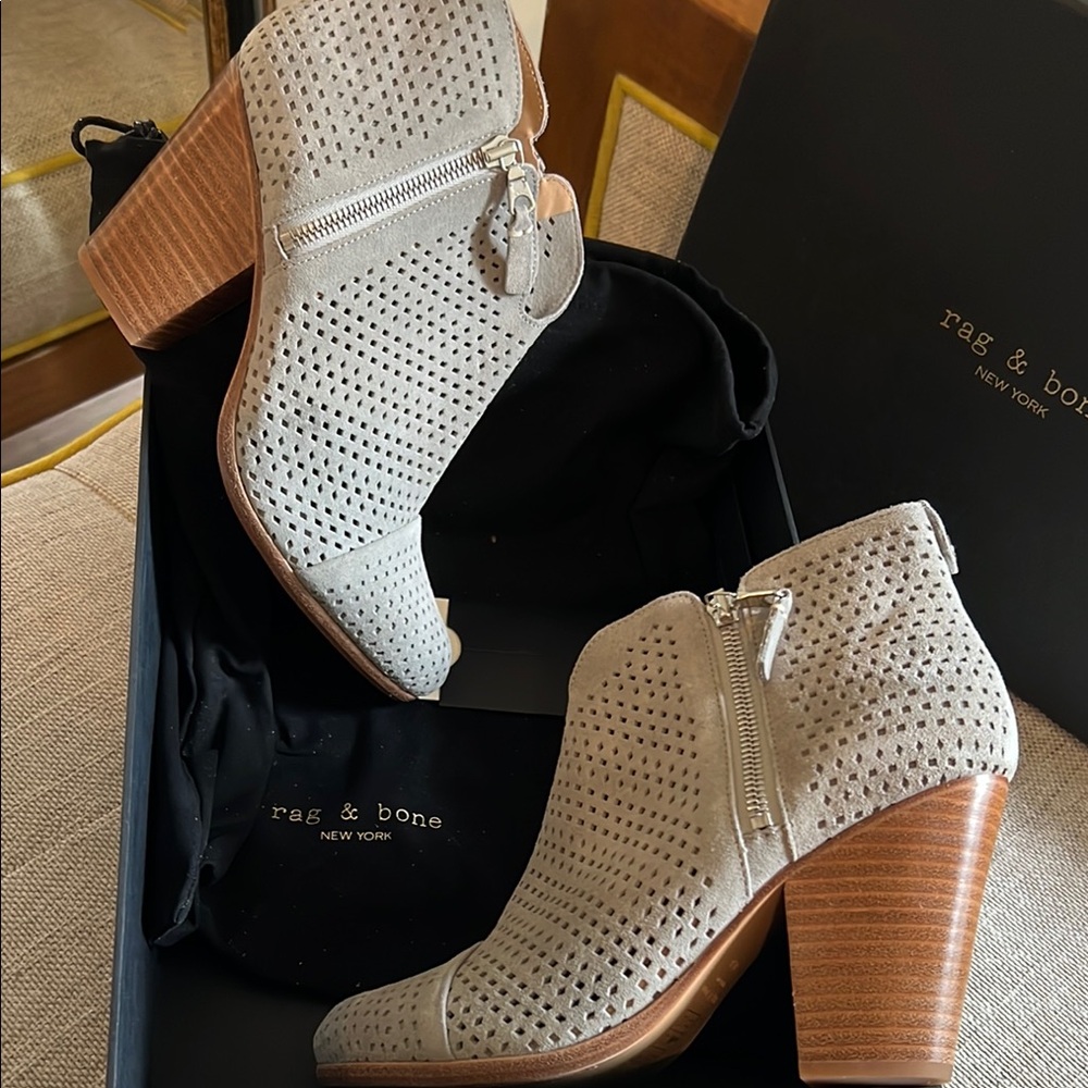 Rag & Bone Margot Boot in Perforated Cemento Suede